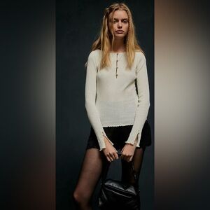 Free People Amiri Knit Top Long Sleeve Tofu NWT